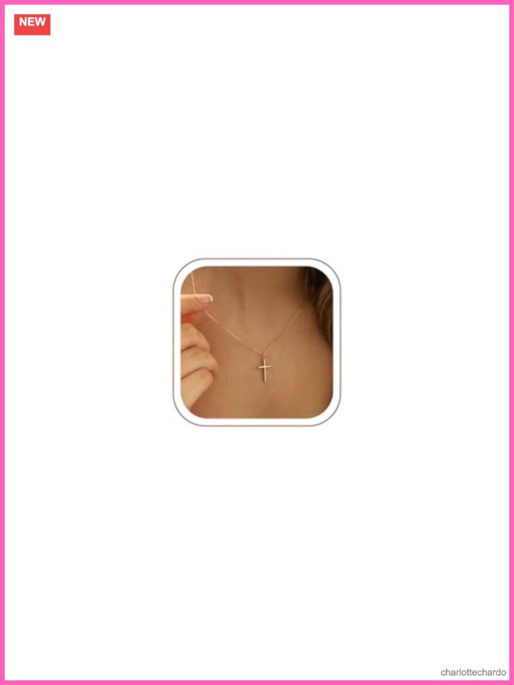 14K Gold Plated Dainty Cross Pendant Necklace for Women